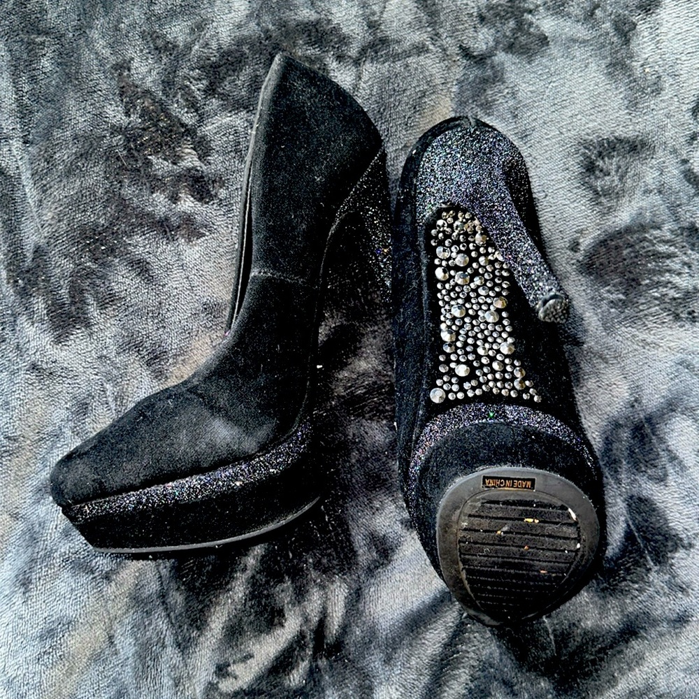 Society 86 black jeweled heels